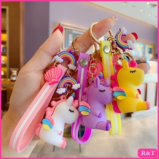 ♥ RT ✨ Cartoon Rainbow Unicorn Keychain Cute Girl Doll Keychain Bag Pendant Fashion Gift Birthday Gift Car Keychain Collection