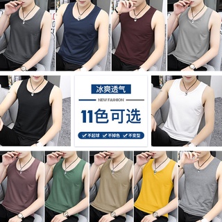 ✘♤✣Modal summer vest men s sleeveless t-shirt ice silk black waistcoat sports trend suspender bottom