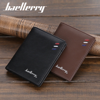 Baellerry Men Short Pu Leather Wallet Zipper Wallet Coin Purse Card Holder Wallet for Men