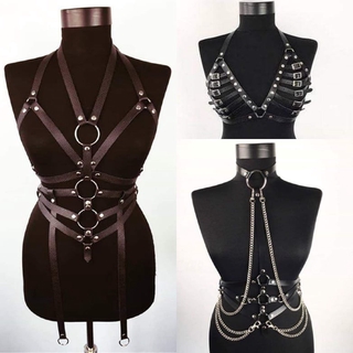 PRE ORDER Gothic Leather Body Harness - Lolita Harajuku Punk Belt Egirl BDSM (1)