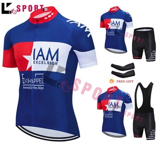 〖READY STOCK〗 Cycling Bike Jersey Bib Set IAM Blue XS - 4XL size Top Short Sleeve Lycra Bicycle Pants【COD】