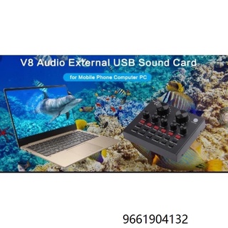 V8 Audio Bluetooth USB Headset Microphone Webcast Live Sound Card