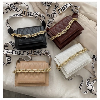 [High Quality] SS Korean Fashion Wide Strap Chain Leather Bag #108