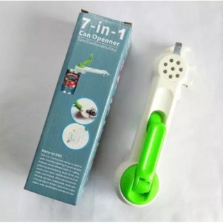 TOP ONE STORE 7 in 1 Multi functional Safe Comfortable Easy Can Opener (White/Green)