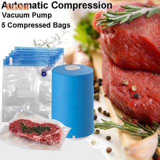 Sunhui（~） Mini Automatic Compression Vacuum Sealer Electric Air Pump+ 5X Food Storage Bag