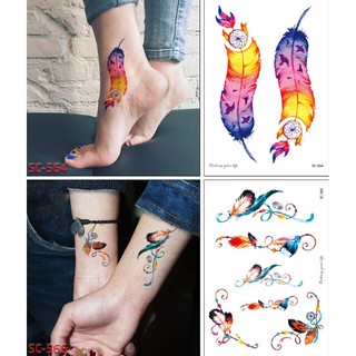 5 Sheets Waterproof Temporary Feather Tattoo Stickers (8)
