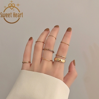 7pcs/set Fashion Simple Design Rings for Women Vintage Thin Slim Gold Silver Joint Rings for Women Jewelry