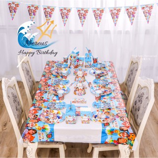 Cocomelon theme party happy birthday party needs decorations flag paper cup plate hat banner lootbag