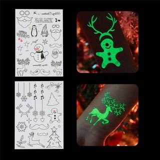RE 1 Sheet Christmas Luminous Temporary Waterproof Tattoo Sticker Body Art Fluorescent Decoration