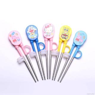 【Superseller】1 Pair Stainless Steel Training Chopsticks Cute Cartoon Training Helper Chopsticks For Kids Toddler