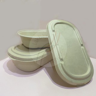 Pasta▼Per piece (w/ lid) - Oval Bowl Bagasse (for banana loaf, pasta, rice toppings, cakes, sushi ba