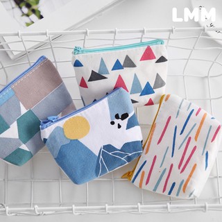 W001 korean canvas mountain scene geometric shapes triangle lines printed wallet purse gift ideas