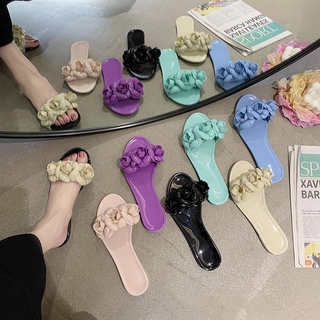 Women Slippers Jelly Shoes Flower Fashion Beach Shoes PVC Comfort Flats Open Toe Women Slidders
