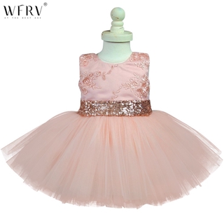 WFRV Pricess Kids Baby Girl Lace Sequins Boknot Tutu Party Dress