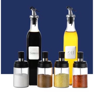 WJF 6pcs Glass Sauce Oil Dispenser Spice Seasoning Jar seasoning Bottle kitchen Dispensers (1)