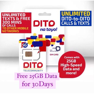 DITO 5G-LTE Tri-cut Sim Card- COD (ON HAND) FREE 199 25GB 30DAY COD