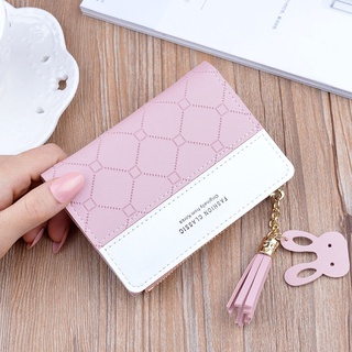 ✻New style wallet ladies short thin thin zipper wallet female students Japanese and Korean tassel fa