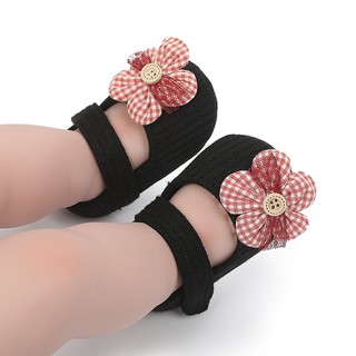 Bobora Girls Fashion Sweet Plaid Flower Soft Sole Walking Shoes For 0-18M