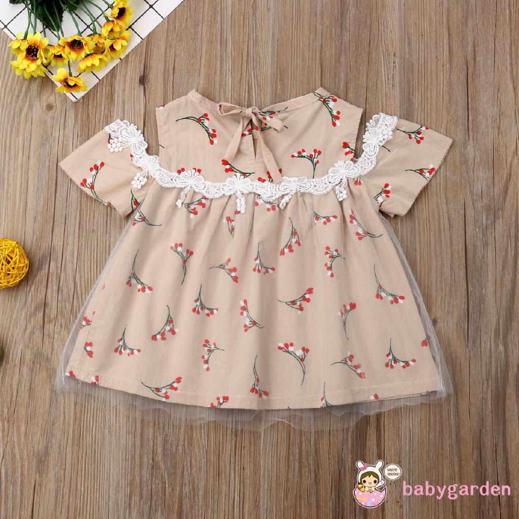 NEY-Kids Baby Girls Dress Princess Tutu Summer Floral Lace (7)