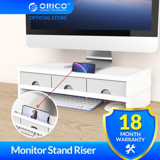 【Ready Stock】ORICO Multi-function Monitor Stand Riser Desktop Holder Bracket with 3 Drawer Storage Box Organizer for Home Office Laptop PC（XT-01）