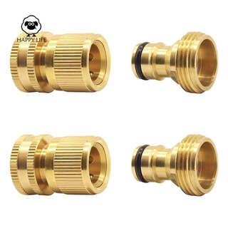 Quick Coupling for Garden Hose Brass Connector for Quick Coupling for Garden Hose 3/4 Inch Water Hose Connections(2SETS)