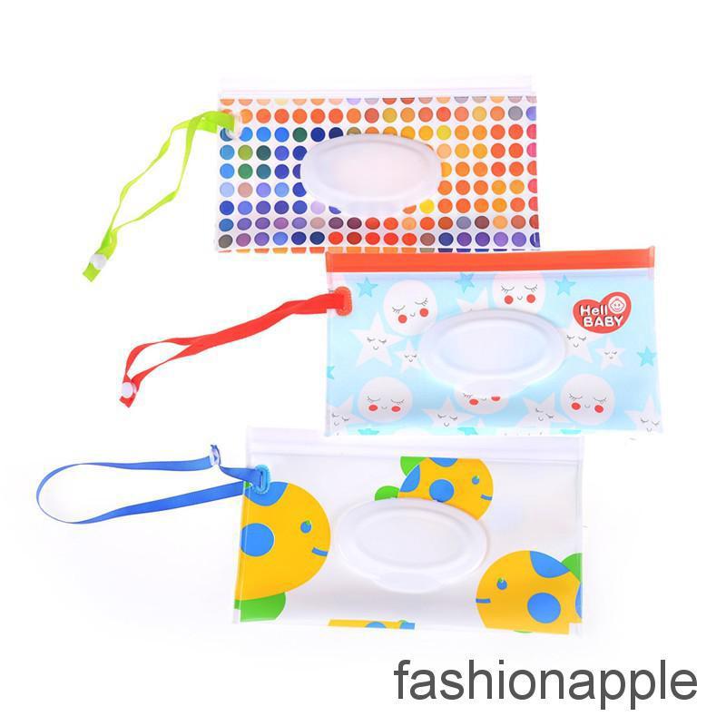 ❀❀ Wet Wipes Bag Cosmetic Pouch Easy-carry Snap-strap Wipes Container