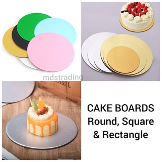 Cake Board Thick Makapal Silver Square Round Rectangular Cakeboard Boards Cakeboards 2.5mm