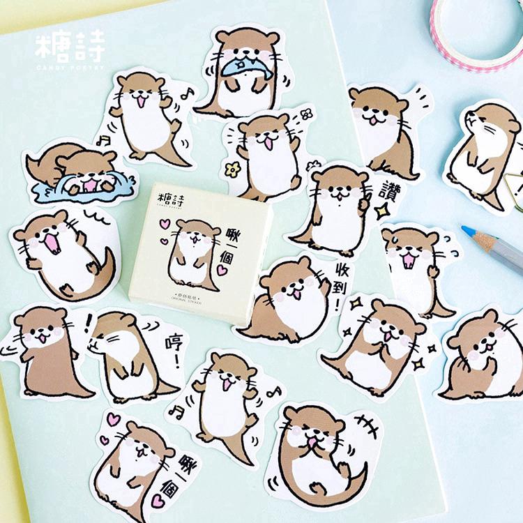 45 Pcs Kawaii Cute Otter Diary Journal Stationery Flakes Scrapbooking DIY Decorative Stickers