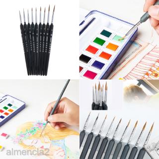 [ALMENCLA2] 9pcs Miniature Paint Brush Set Professional Weasel Hair Oil Acrylic Brushes (1)