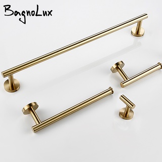 【reliable quality】Brushed Gold Stainless Steel Round Wall Mounted Hand Towel Bar Toilet Paper Holder