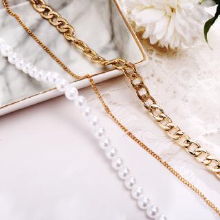 Personalized Retro Pearl Gold Multilayer Chain Elegant Necklace Choker Necklaces Women Accessories Gift (3)