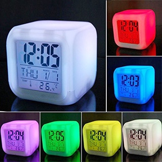 color change alarm clock Cube 7 Colors Clock LED Change LCD