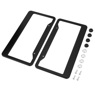 2pcs Aluminum Alloy Car License Plate Frame Tag Cover Holder With Screw Caps