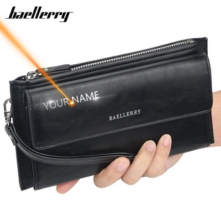 2020 New Men Wallets Long Name Engraving Card Holder Male Purse High Quality Zipper Large Capacity PU Leather Wallet For Men