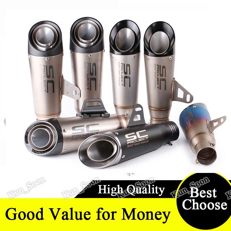 Inlet 51mm 60mm Motorcycle Exhaust Pipe Muffler SC Exhaust Mufflers Universal Tailpipe for motor ATV