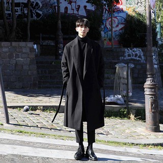Japanese Trench Coat Men Long Thick Warm Wool Coat