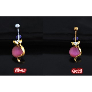 Dropping Fox Opal shape navel belly button ring piercing (2)