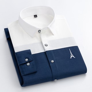 COD Korean Fashion Polo shirts NAVY BLUE hawaiian casual polo shirts long-sleeve official formal polo collar shirt for men