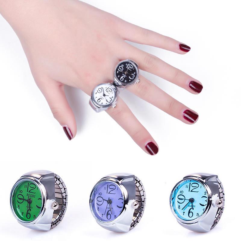 Unisex Steel Round Elastic Quartz Finger Ring Watch
