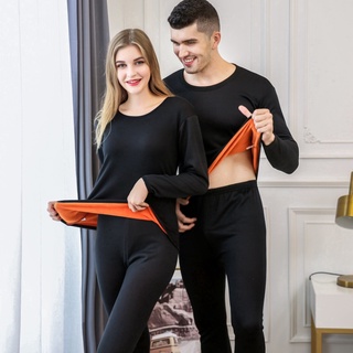 2019 New Men And Women Velvet Thick Inner Wear Thermal Underwear Long Pajama Set