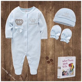 Baby Boys Rompers Royal Crown Prince Clothing Sets with Cap Gloves Infant Newborn Girl One-Pieces Fo