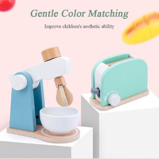 Babyinner Wooden Toys Children Simulation Kitchen Toys Set Baby Wooden Toy Prentend Play Small Appliances Series Early Childhood Educational Toys Bread Maker Coffee Machine Juicer Blender Oven Mixer Salad Waffle Maker (5)
