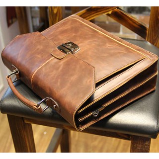 2020 Crazy Horse PU Leather Men's Briefcase Vintage Business Laptop Bag High Quality Handbags Crossb