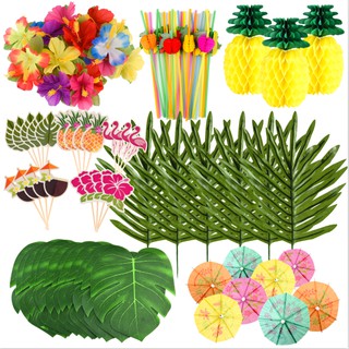 KUUQA 123 Pcs Tropical Hawaiian Party Decorations Set Luau Party Supplies (1)