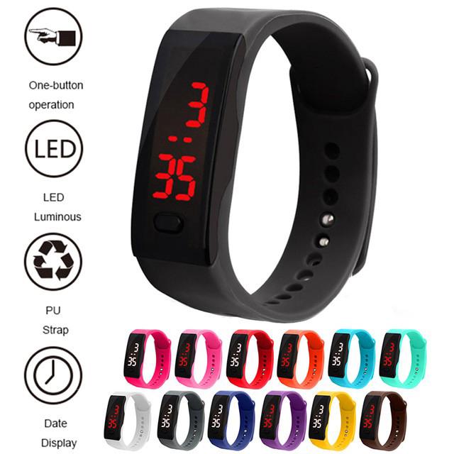 Digital LED Display Kids Sports Jelly Silicone Band Men's Wrist Watch