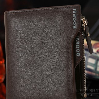 happyTescoVertical Men's ID Cridit Card Slots PU Bifold Style Short Wallet Zipper Purse tdog (7)