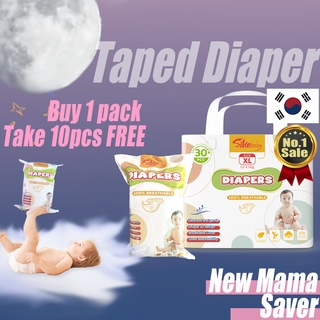 [Buy 1 take 10pcs Free]SIKEBABY Tape Diapers (S, M, L, XL, XXL) Disposable Unisex Korean Diaper