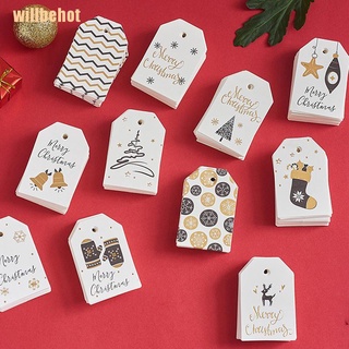 Ready Stock/∏┇⊙willbehot 100PCS Christmas DIY Kraft Tags Labels Gift Wrapping Paper Hang Tags Paper