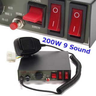 DONO 200W 9-Sound Tones Loud Car Truck Warning Alarm Police Siren Horn MIC Systems200W 9-Sound Tones (1)