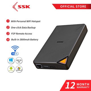 SSK 2TB Portable NAS External Wireless Hard Drive with Own Wi-Fi Hotspot Personal Cloud Smart Storage Support Auto-Backup (1)